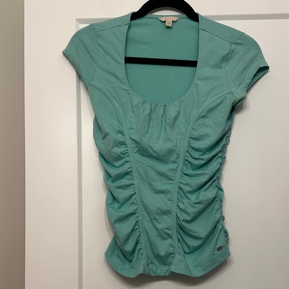 Guess Teal Cap Sleeve Fitted Blouse